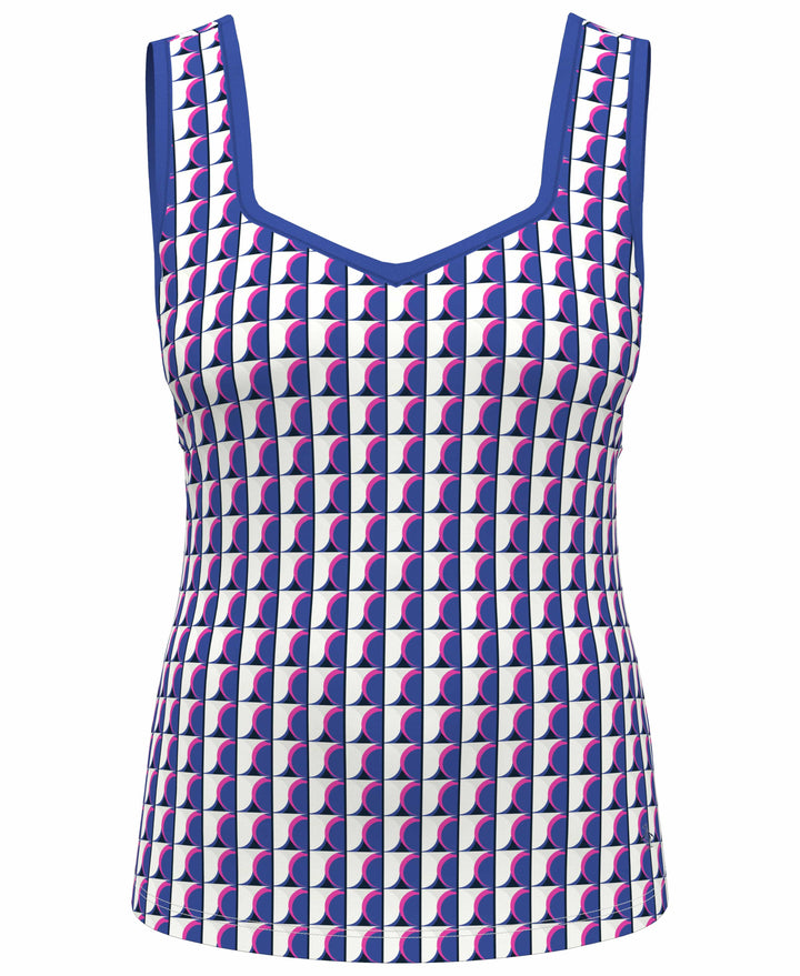 Geo Print Sweetheart Neckline Tennis Tank Top (Nebulas Blue) 