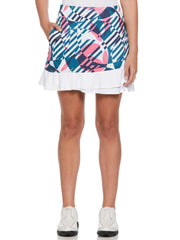 Women's Geometric Print Golf Skort with Curved Hem and Mesh Insert