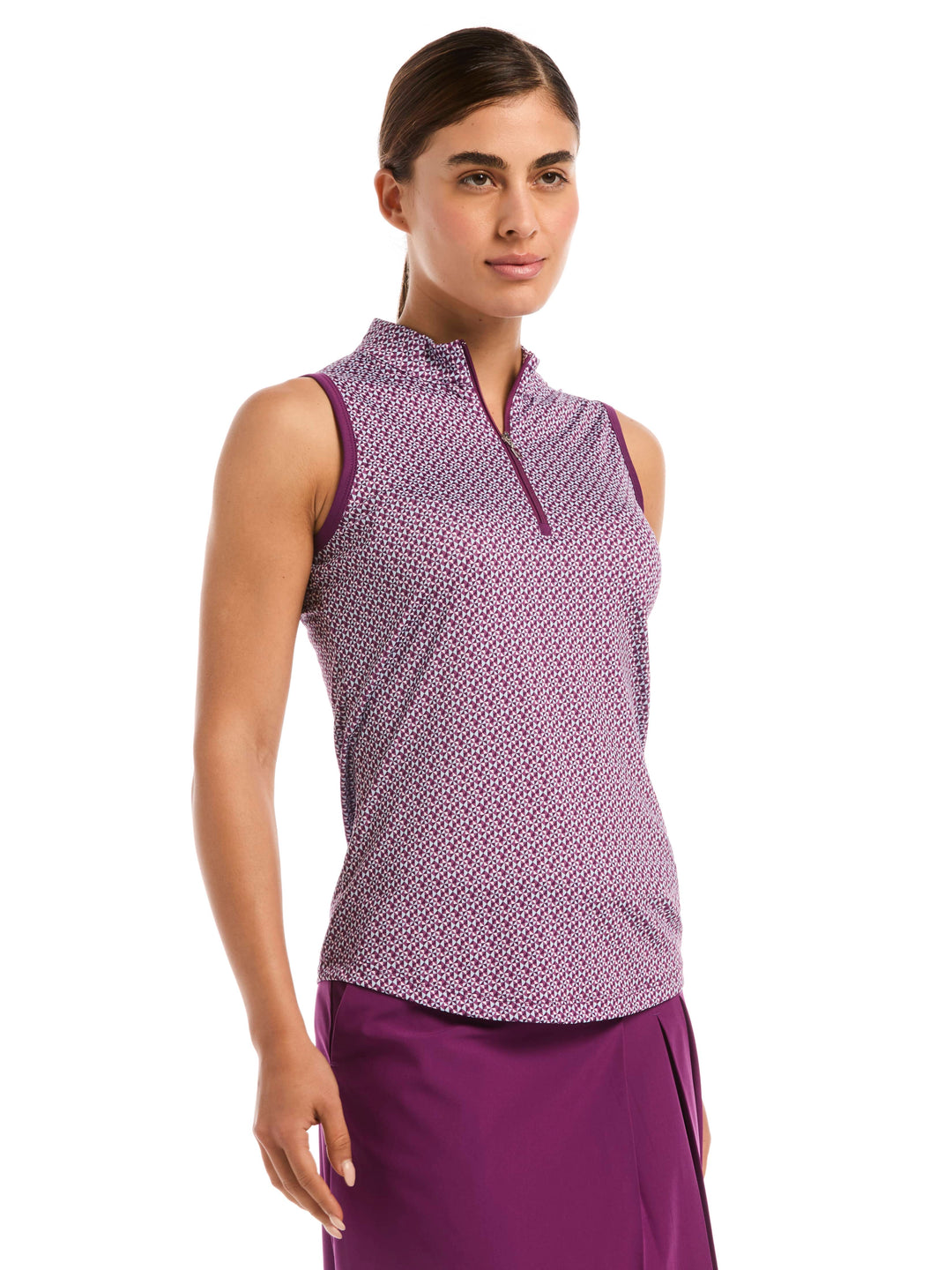 Women's Geometric Print Mock Neck Polo