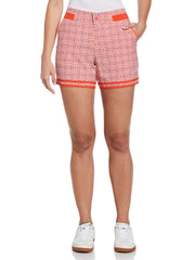 Geometric Print Open Front 4" Inseam Golf Shorts (Fiesta) 