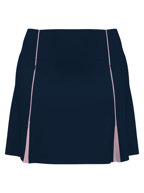 Women's High Waisted Colour Block Golf Skort With Pleats (Black Iris) 