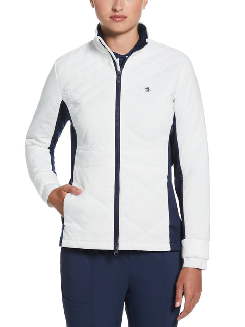 Insulated Full Zip Jacket with Stretch Panels (Bright White) 