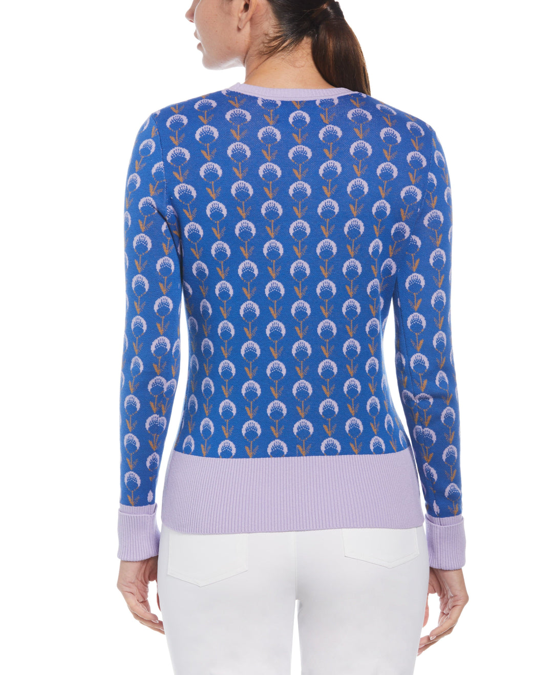 Womens Jacquard Floral Golf Jumper (Nautical Blue) 
