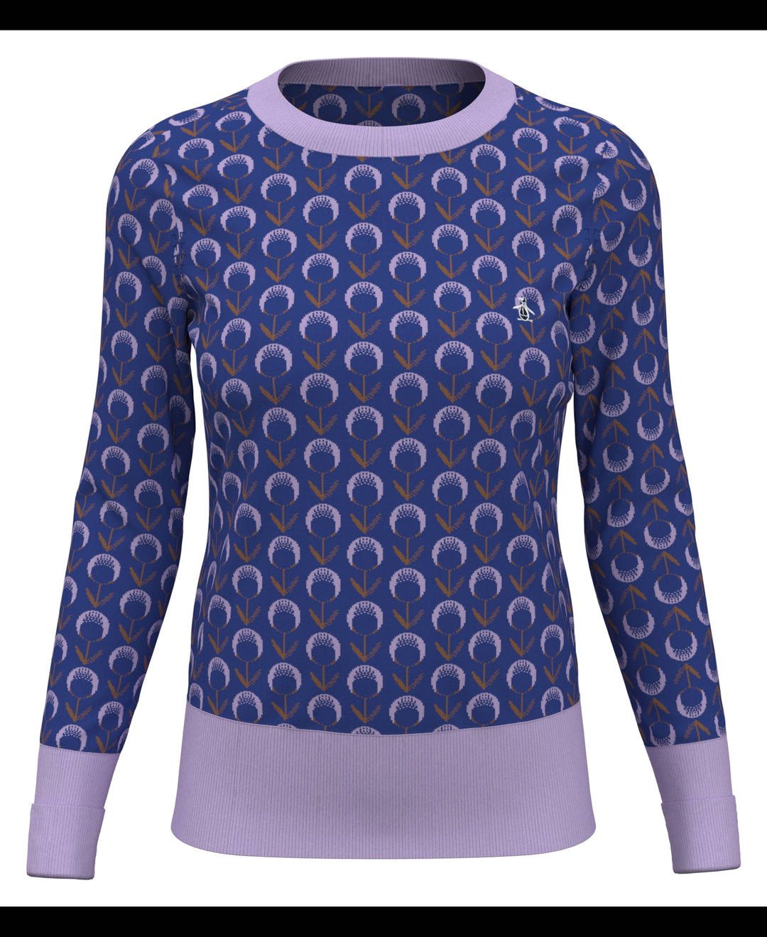 Womens Jacquard Floral Golf Jumper (Nautical Blue) 