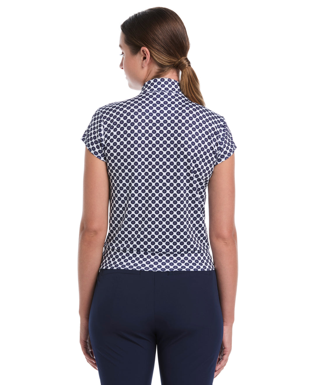 Kinetic Floral Print Golf Shirt (Bright White) 