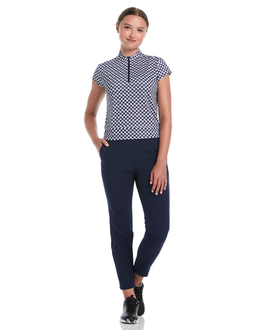 Kinetic Floral Print Golf Shirt (Bright White) 