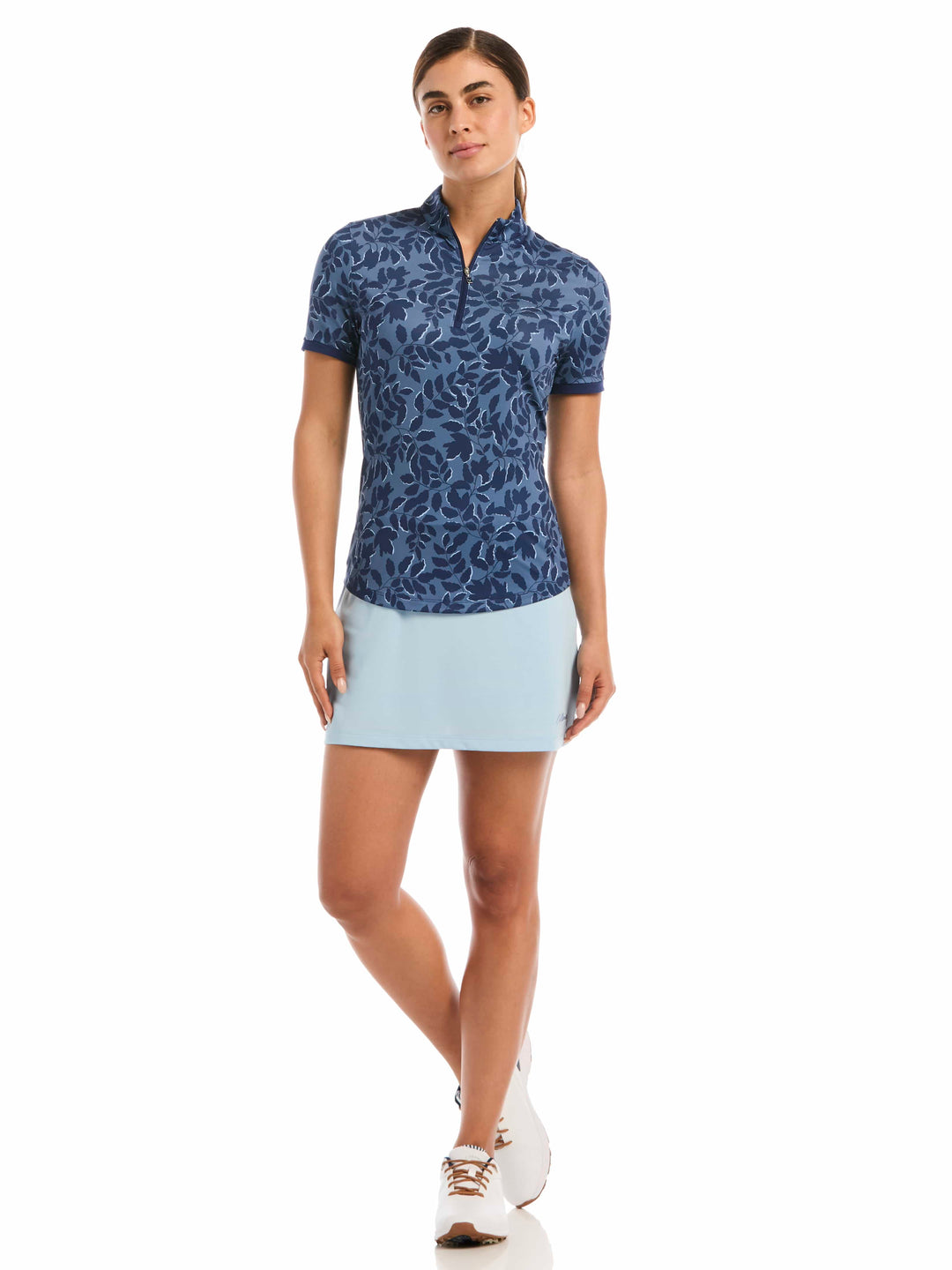 Women's Leafy Floral Zip Polo