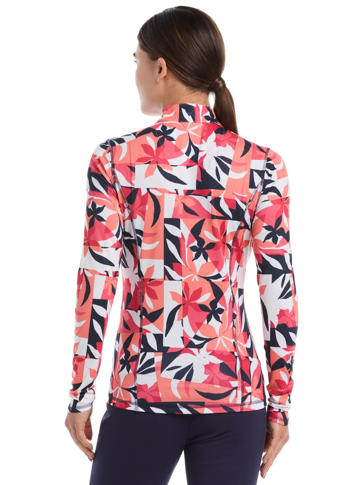 Women's Long Sleeve Tropical Collage Print Pullover