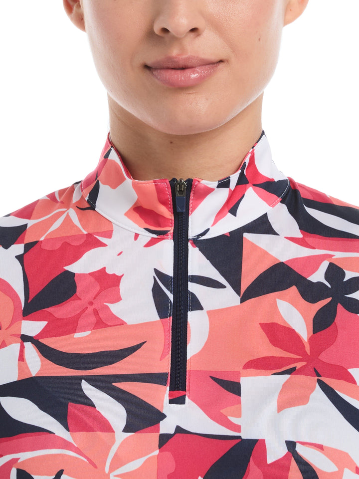 Women's Long Sleeve Tropical Collage Print Pullover