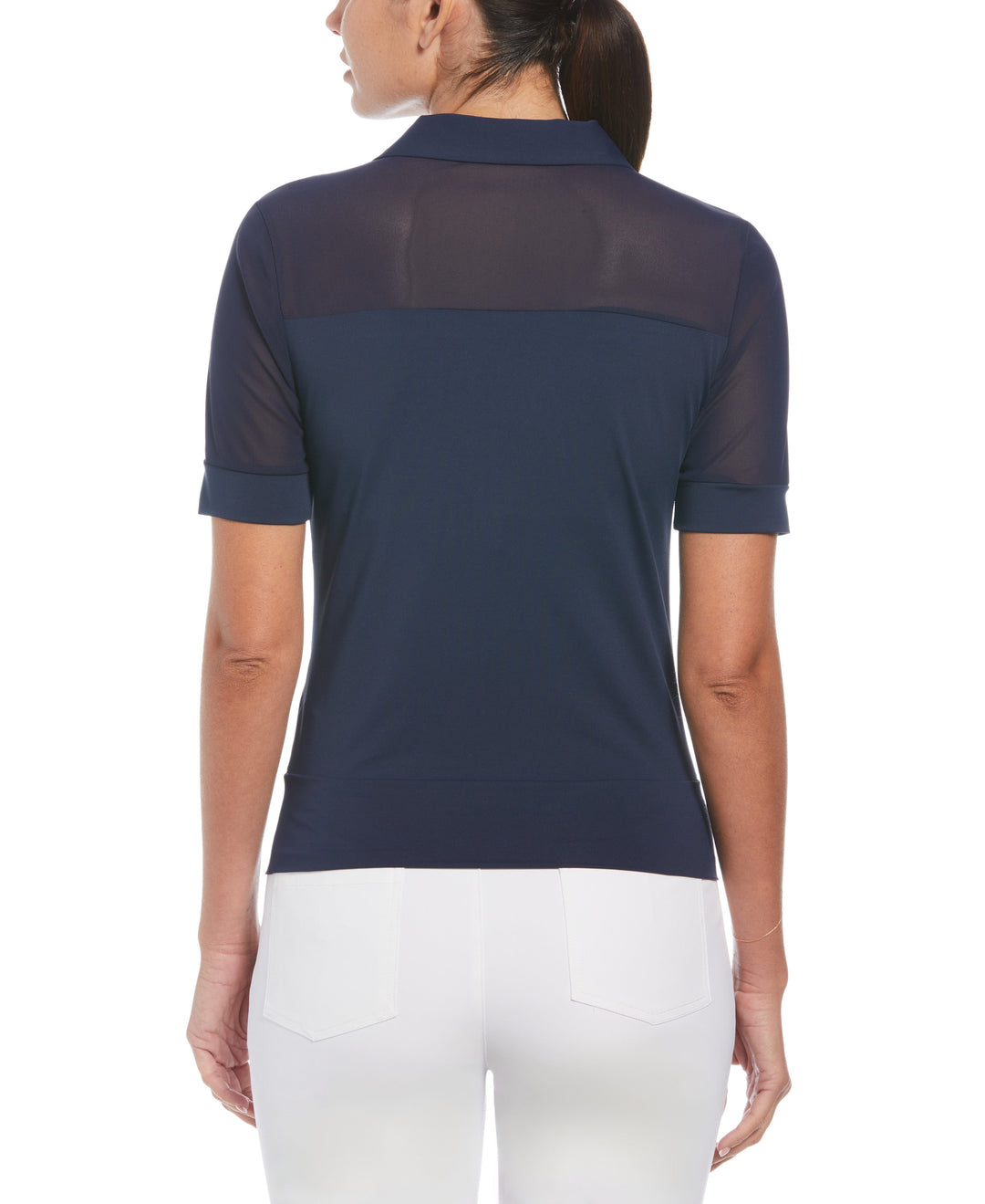 Mesh Blocked Half Sleeve Golf Polo Shirt (Black Iris) 