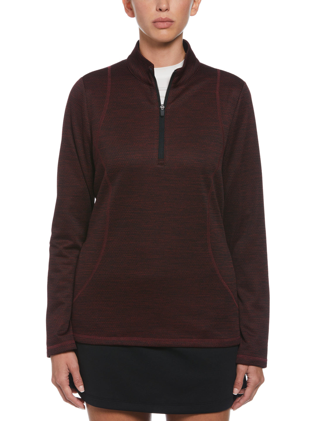 Midweight Decorative Stitching 1/4 Zip (Maroon Banne Htr) 