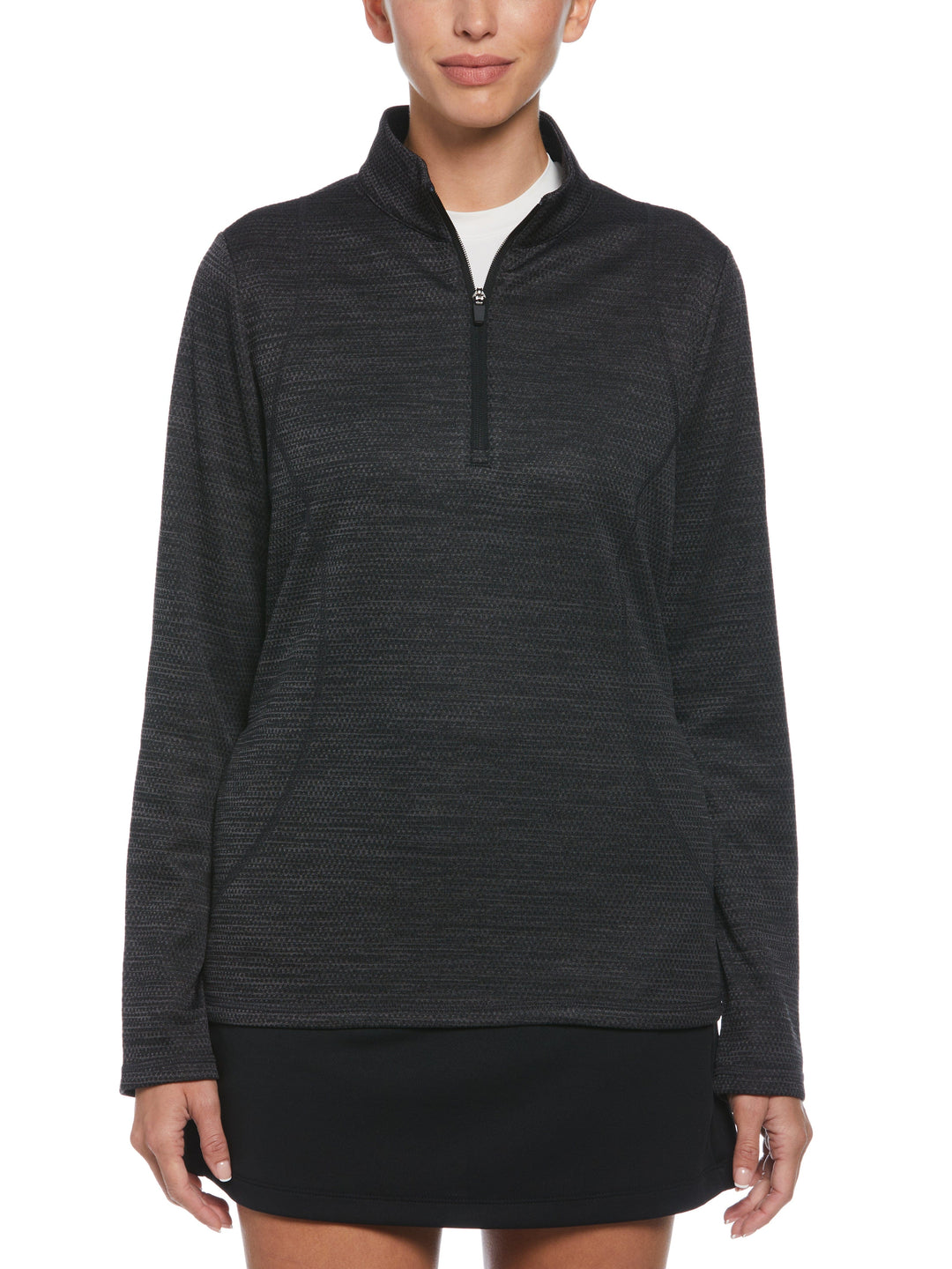 Midweight Decorative Stitching 1/4 Zip (Caviar Htr) 
