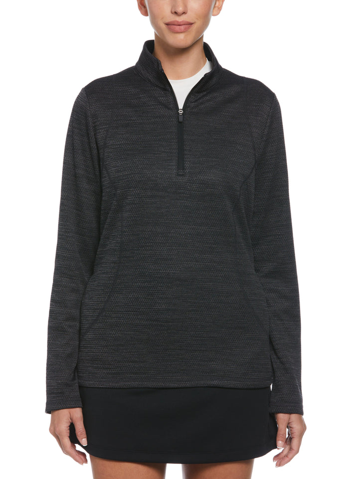 Midweight Decorative Stitching 1/4 Zip (Caviar Htr) 