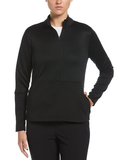 Midweight Half Zip Golf Pullover with Quilted Fleece (Caviar) 