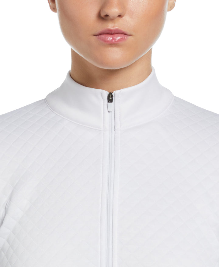 Midweight Half Zip Golf Pullover with Quilted Fleece (Bright White) 