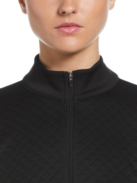 Midweight Half Zip Golf Pullover with Quilted Fleece (Caviar) 