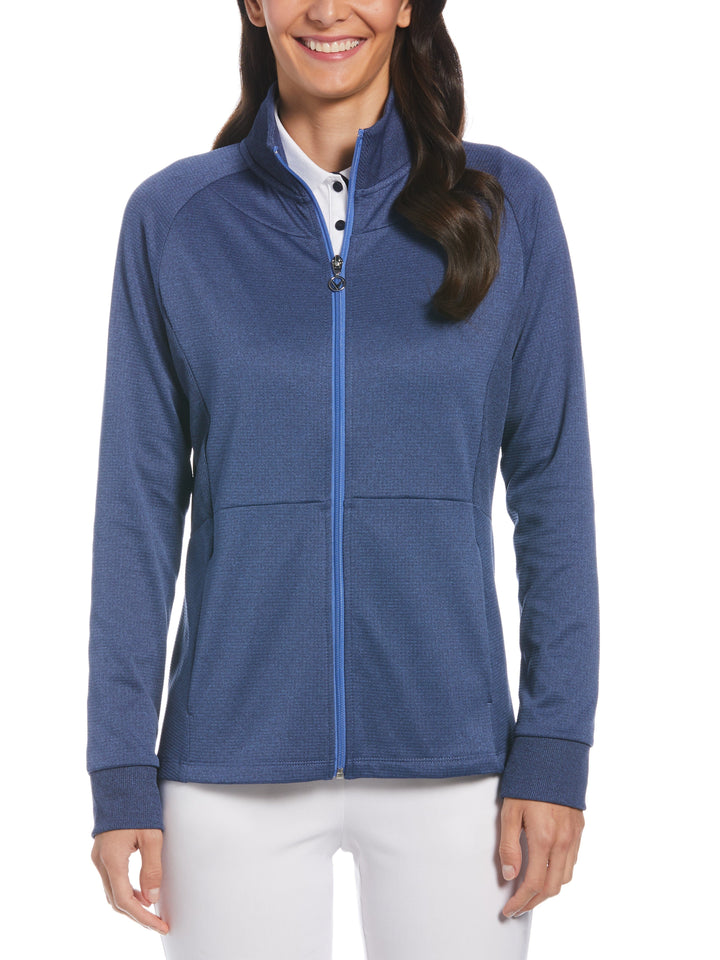 Womens Midweight Waffle Fleece Jumper (Dk Moody Bl Htr) 
