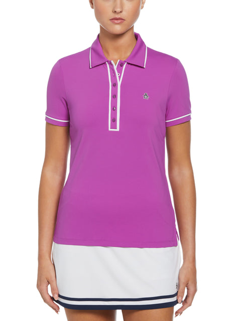 Performance Veronica Short Sleeve Golf Polo Shirt (Purple Cactus Flower) 