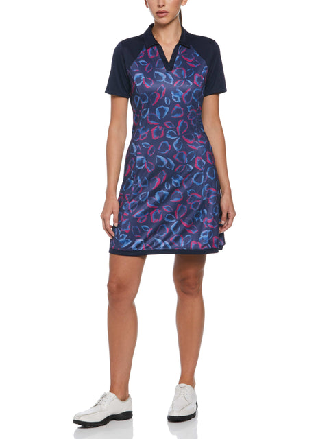 Petal Print Flounce Golf Dress (Peacoat) 