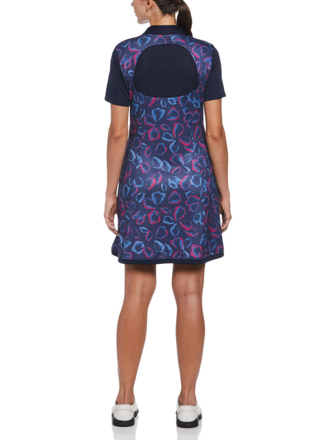 Petal Print Flounce Golf Dress (Peacoat) 