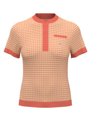 Women's Pete's Bow Tie Coloe Block Polo  (Coral Quartz) 