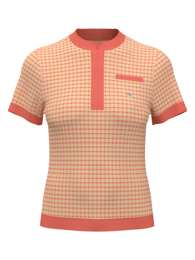 Women's Pete's Bow Tie Coloe Block Polo  (Coral Quartz) 