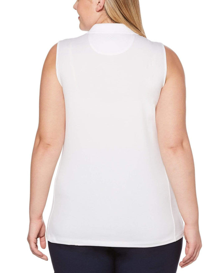 Women's Plus Sleeveless Opti-Dri Micro Hex Polo