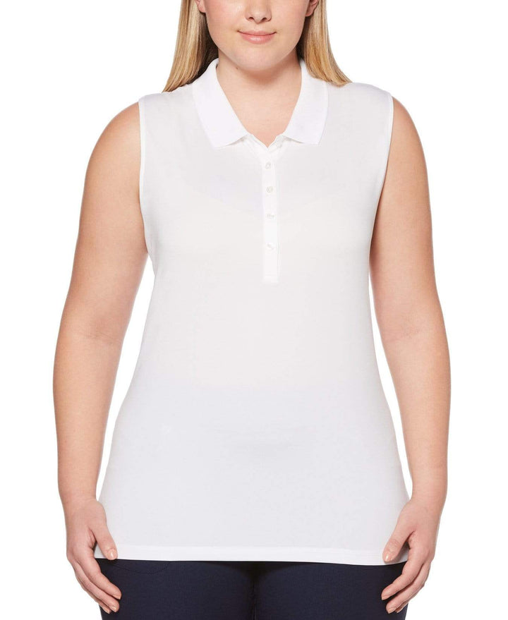 Women's Plus Sleeveless Opti-Dri Micro Hex Polo