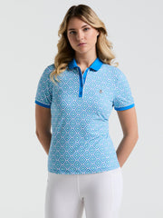 Women's Printed Polo  (French Blue) 