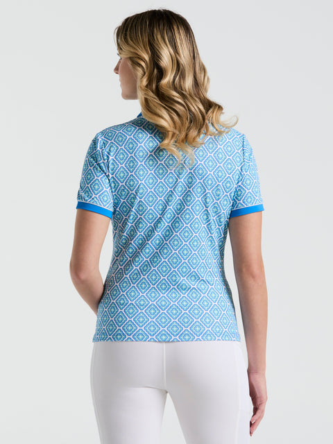 Women's Printed Polo  (French Blue) 