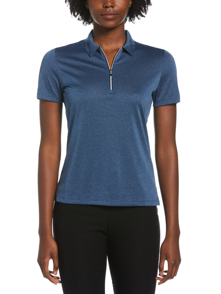 Quarter Zip Heather Golf Polo (True Navy Htr) 