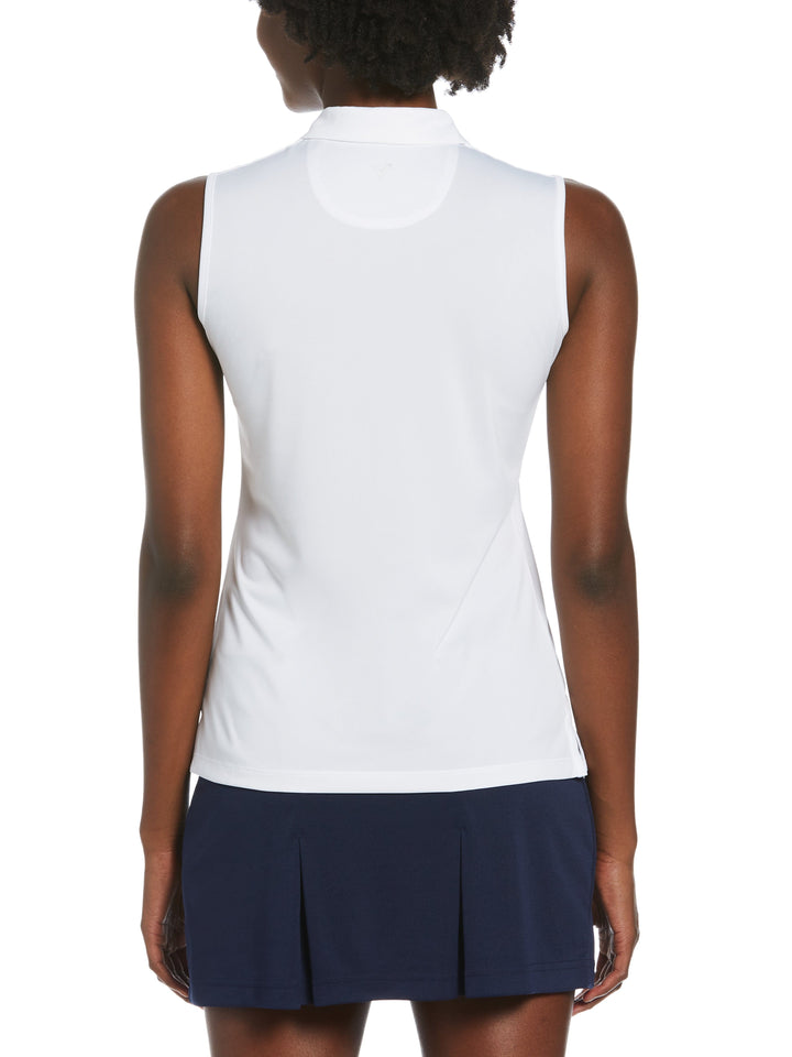 Quarter Zip Heather Sleeveless Golf Polo (Brilliant White) 