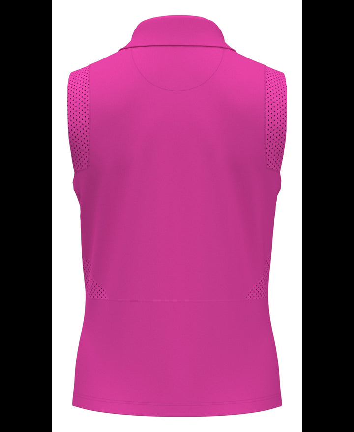 1/4 Zip Mesh Block Sleeveless Golf Polo Shirt (Cheeky Pink) 
