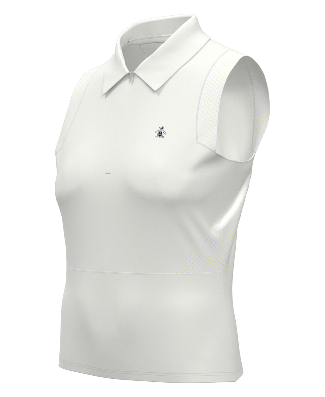 1/4 Zip Mesh Block Sleeveless Golf Polo Shirt (Bright White) 