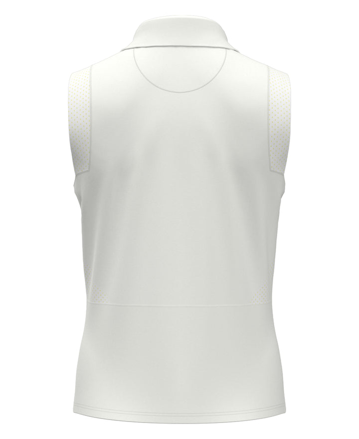 1/4 Zip Mesh Block Sleeveless Golf Polo Shirt (Bright White) 