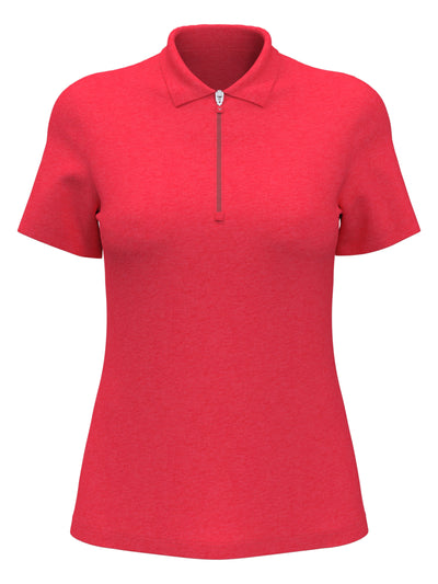 Quarter Zip Short Sleeve Heather Golf Polo Shirt (Paradise Pink Htr) 