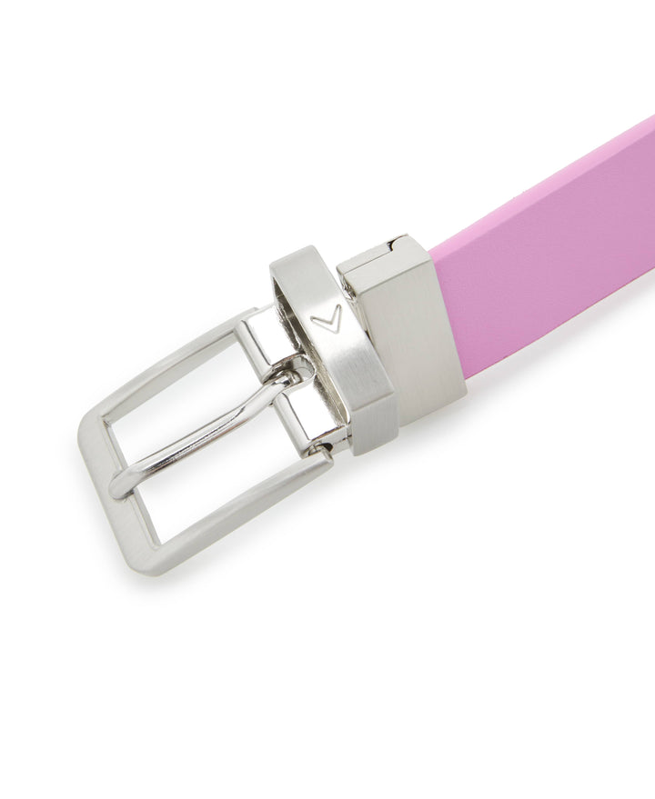 Ladies Reversible Sleek Modern Belt (Pink Sunset/White) 