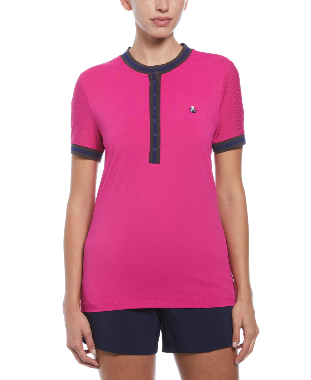 Rib Trimmed Golf Shirt (Fuchsia Red) 