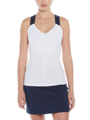 Ribbed Criss Cross Tennis Tank Top (Bright White) 