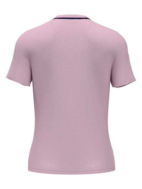 Women's Ribbed Golf Polo Shirt With Metallic Zip (Charm Pink) 