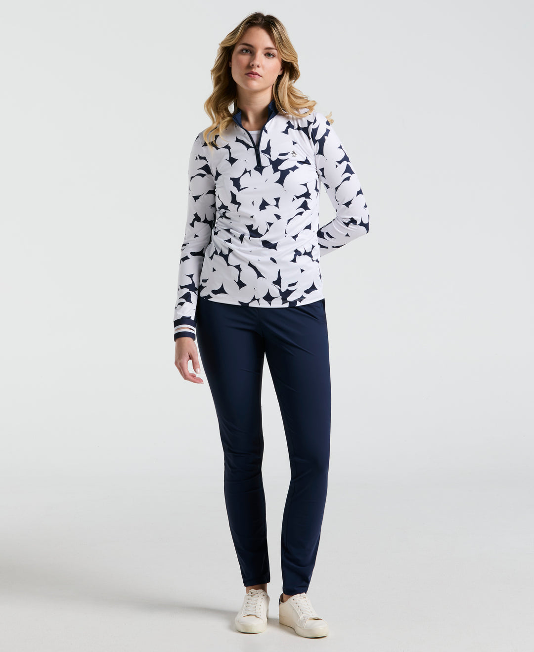 Riviera Floral Sun Protection Golf Shirt (Black Iris) 