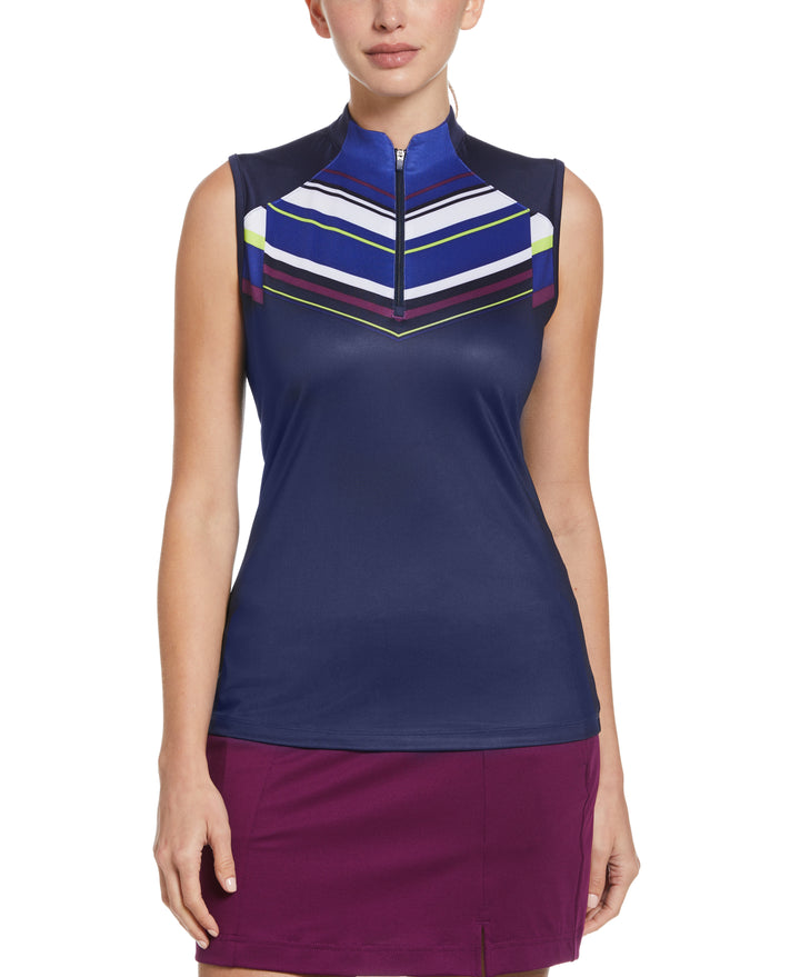 Shift Stripe Mini Mock Notch Collar Golf Shirt (Peacoat) 