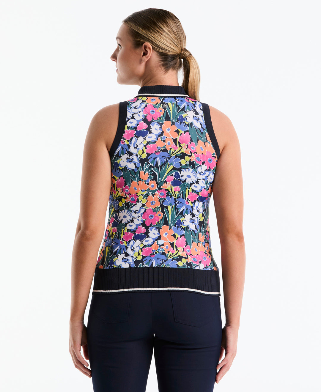 Women's Sketch Floral Sleeveless Polo