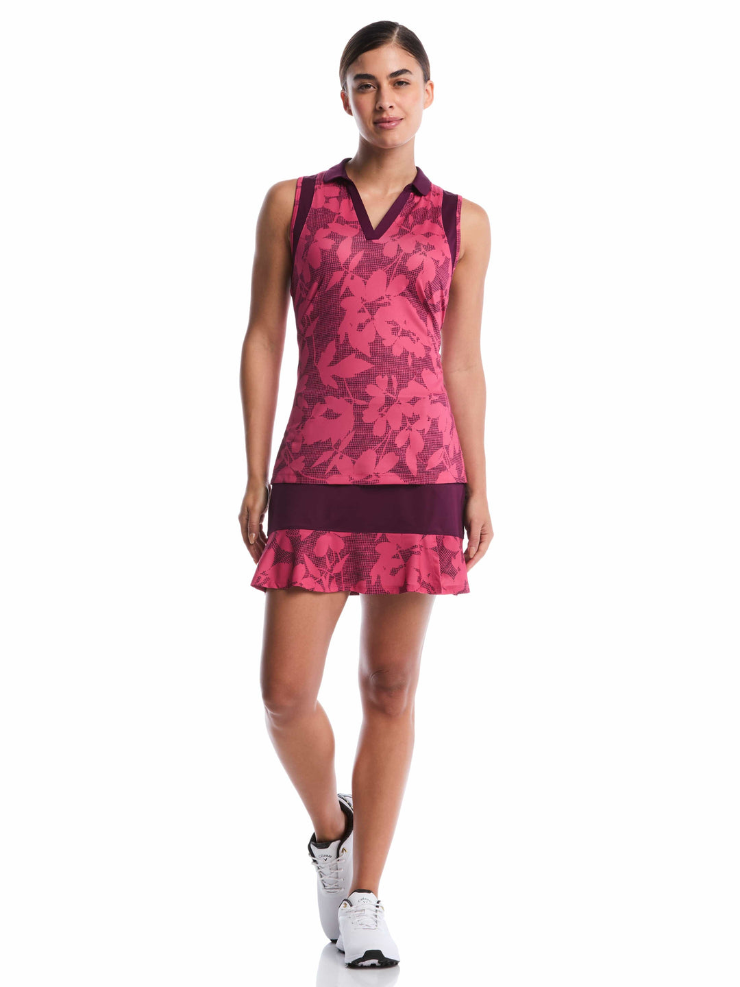 Women's Sleeveless Floral Printed Polo