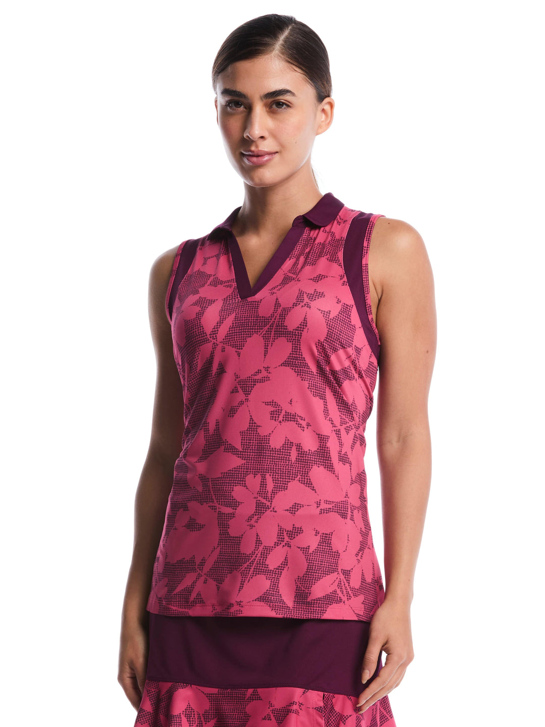Women's Sleeveless Floral Printed Polo