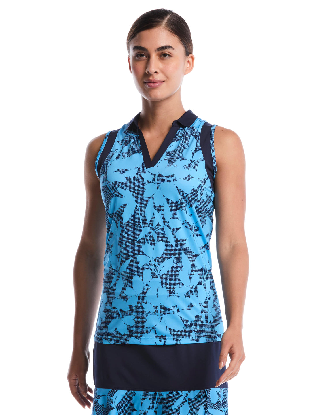 Women's Sleeveless Floral Printed Polo
