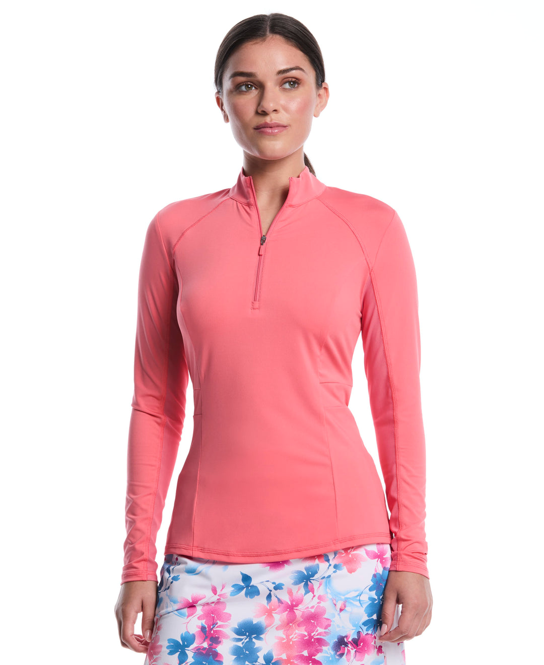 Solid Sun Protection Golf Shirt (Sun Kissed Coral) 
