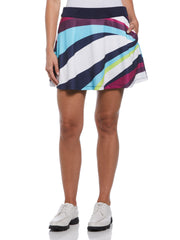 Women's Stripe Block Faux Wrap Flounce Golf Skort