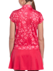 SUMMER FLORAL CAP SL WAIST LENGTH TOP (Raspberry) 