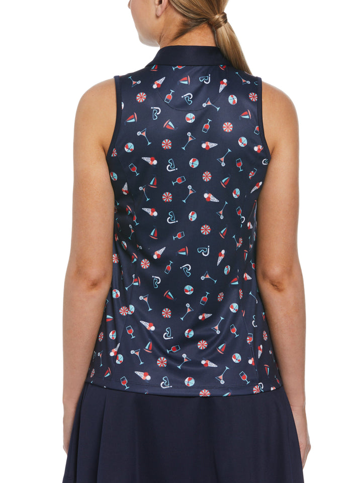 Summer Fun Print Golf Polo (Peacoat) 